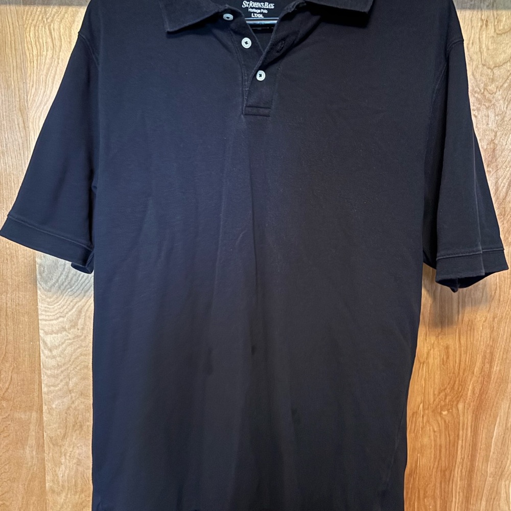 St. John's Bay Black Polo Shirt Classic Cotton Blend
